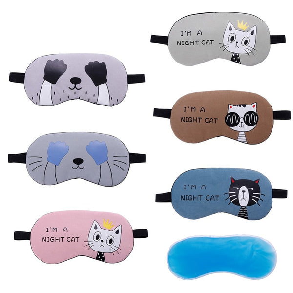 Cute Cat Designed Soft Eye Sleep Aid Mask with Comfortable Ice Compress Gel